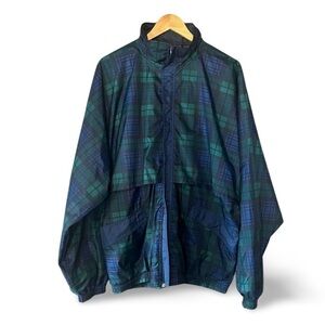 Vintage 90s Slazenger Heritage Blue and Green Plaid Tartan Black Watch Jacket